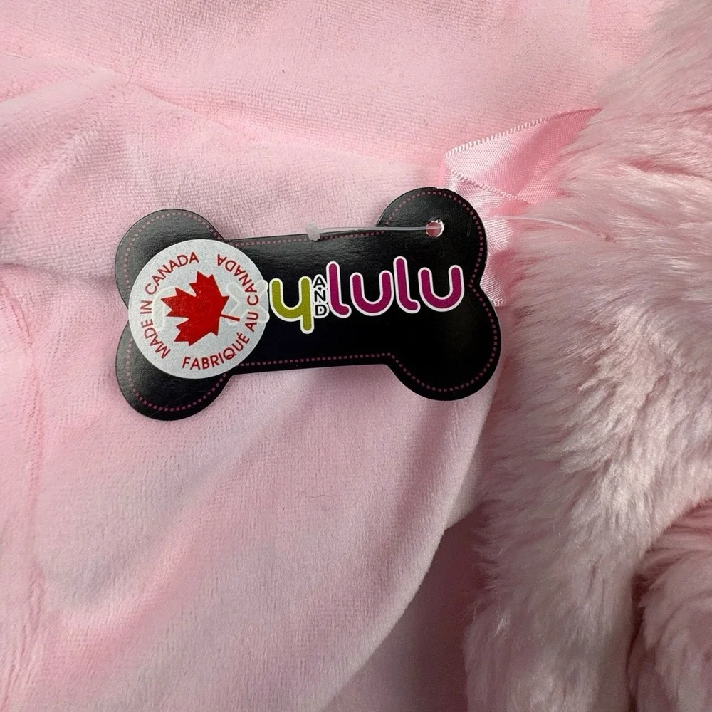 Roxy & Lulu Pink Plush Dog Coat Faux Fur Hood Rhinestone Trim NWT‎